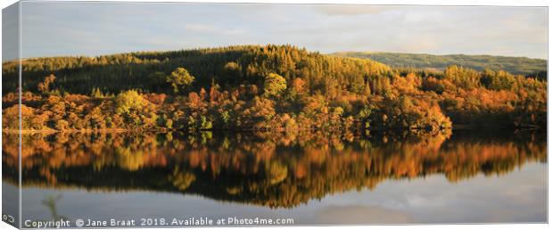 Loch Awe reflections  Canvas Print by Jane Braat