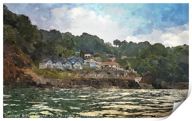 The Cary Arms at Babbacombe viewed from the sea Print by Rosie Spooner
