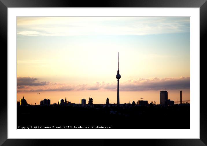 Berlin skyline at sunset, Germany Framed Mounted Print by KB Photo