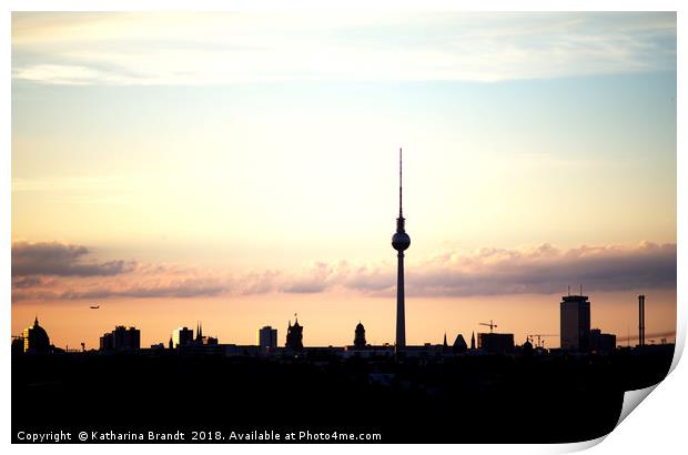 Berlin skyline at sunset, Germany Print by KB Photo