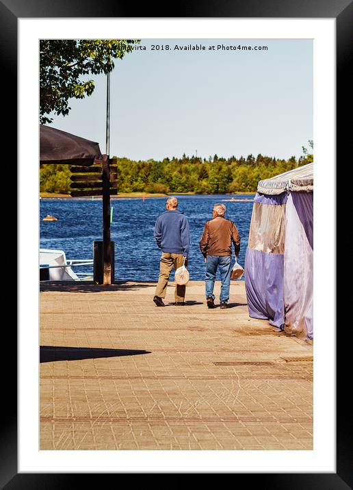 Two Men Carrying Bread Bags At The Market Framed Mounted Print by Jukka Heinovirta