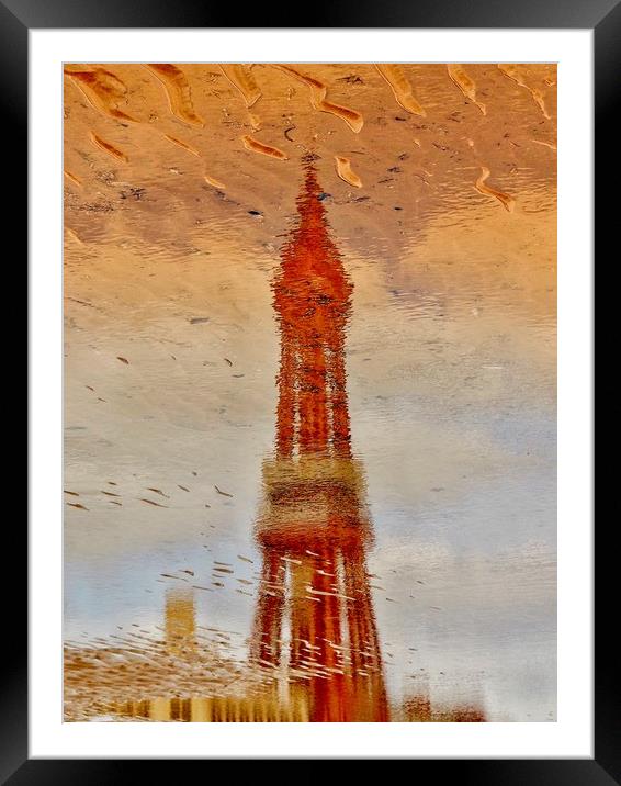 Blackpool Tower Reflection  Framed Mounted Print by Victor Burnside