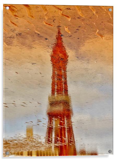 Blackpool Tower Reflection  Acrylic by Victor Burnside