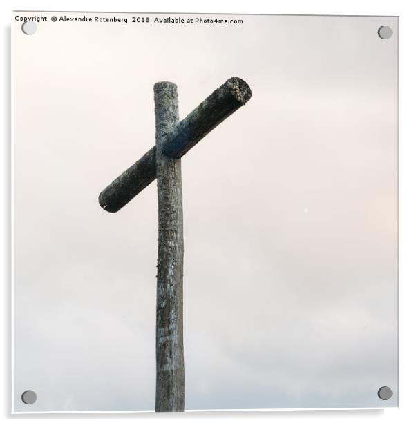 Wooden Cross Acrylic by Alexandre Rotenberg