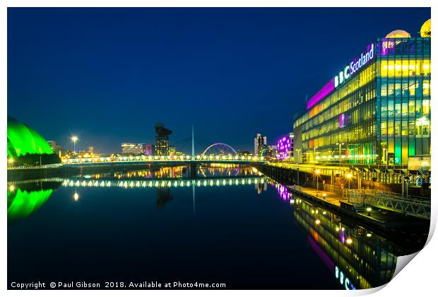 Glasgow Quayside At Night  Print by Paul Gibson