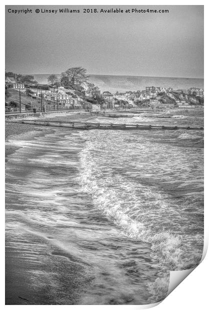 Swanage Bay Winter Print by Linsey Williams