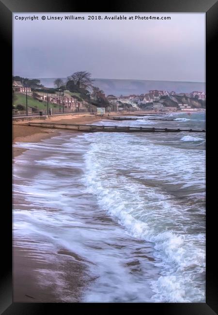 Swanage Bay Winter Framed Print by Linsey Williams