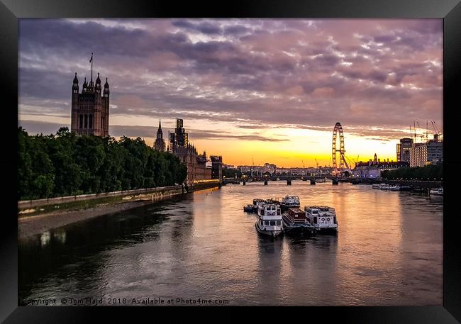 Westminster Sunrise Framed Print by Tom Hard