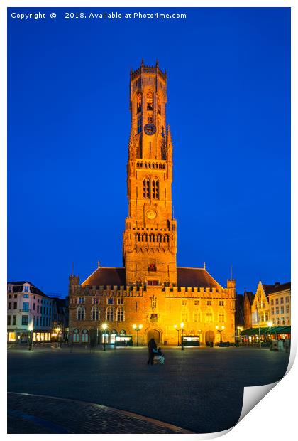 Blue hour in Bruges Print by Beata Aldridge