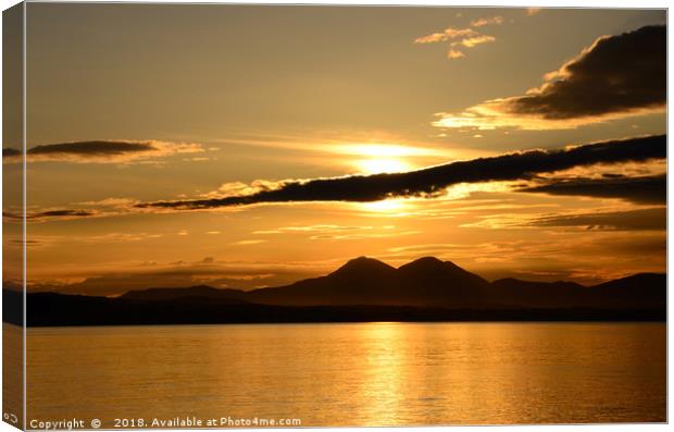 Stunning Sunrise over the Paps of Jura, Islay Canvas Print by Kasia Design