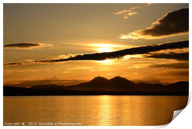 Stunning Sunrise over the Paps of Jura, Islay Print by Kasia Design
