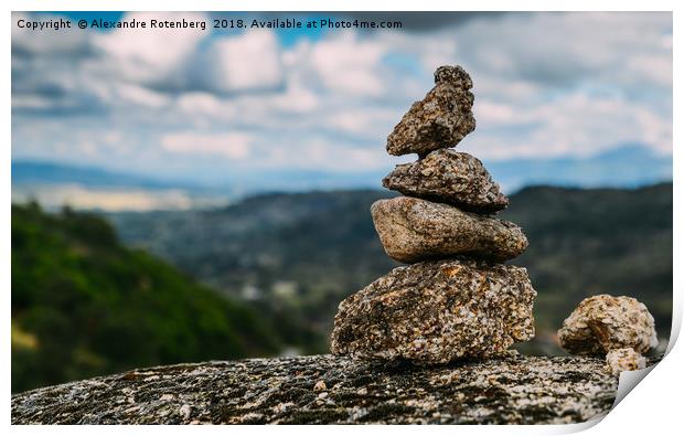 Rock cairn trail marker  Print by Alexandre Rotenberg