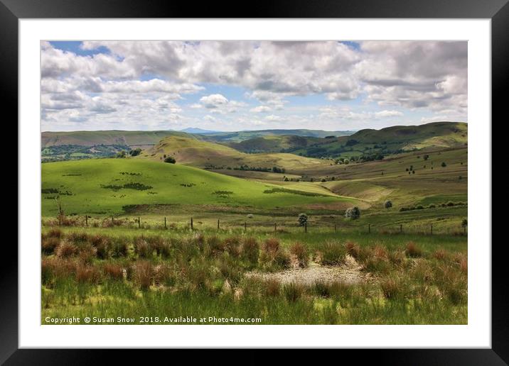 Brecon Beacons from Upper Gilwern Quarry Framed Mounted Print by Susan Snow