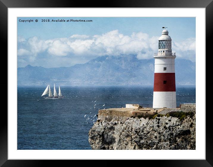 Trinity Lighthouse, Gibraltar Framed Mounted Print by Fine art by Rina