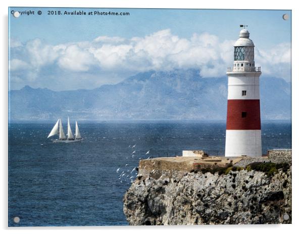 Trinity Lighthouse, Gibraltar Acrylic by Fine art by Rina
