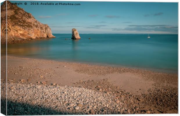 Setting sun on the Brittany coast path Canvas Print by Peter Stuart