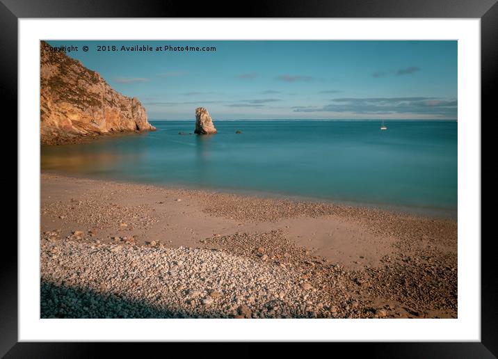 Setting sun on the Brittany coast path Framed Mounted Print by Peter Stuart