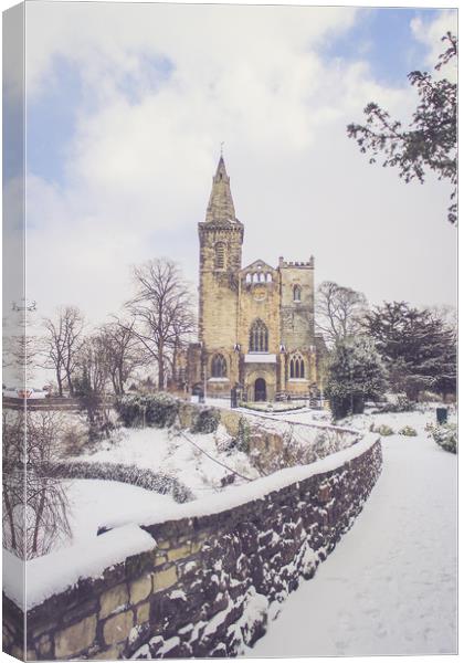 Snowy Road to the Abbey Canvas Print by Keith Rennie