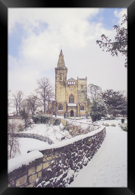 Snowy Road to the Abbey Framed Print by Keith Rennie