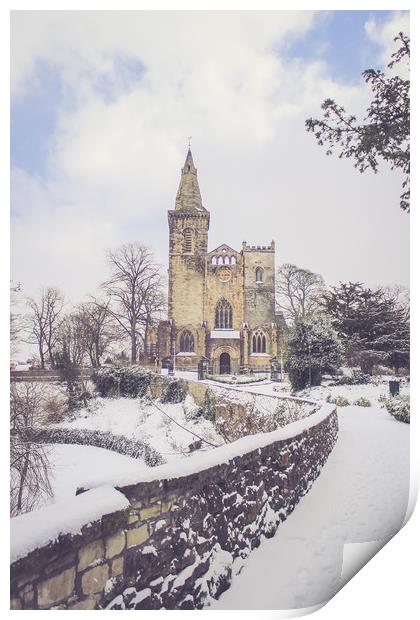 Snowy Road to the Abbey Print by Keith Rennie