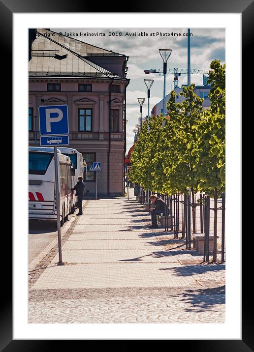 Waiting For The Bus Framed Mounted Print by Jukka Heinovirta