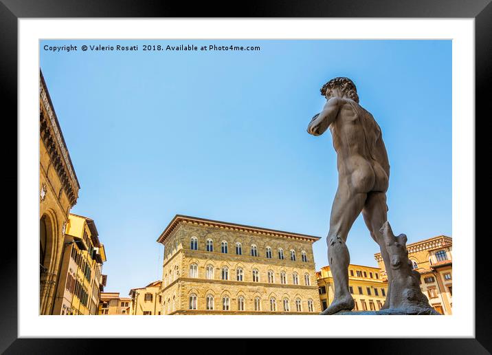Michelangelo's David statue seen from behind Framed Mounted Print by Valerio Rosati