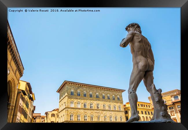 Michelangelo's David statue seen from behind Framed Print by Valerio Rosati