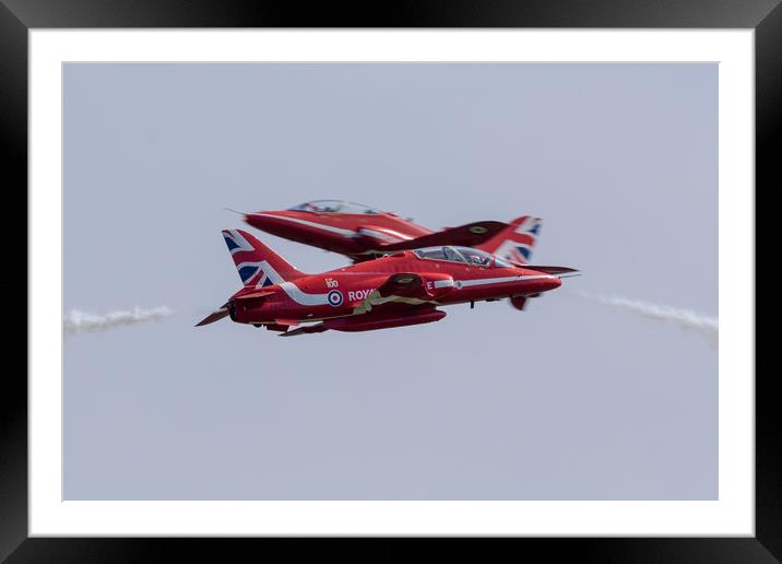 Red Arrows Cross Over Framed Mounted Print by J Biggadike