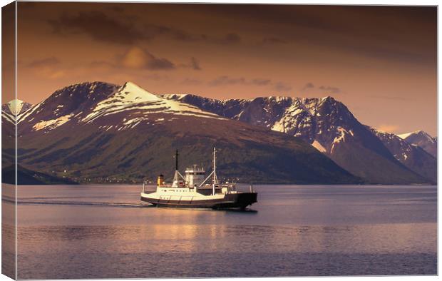 Ferry in Norway Canvas Print by Hamperium Photography