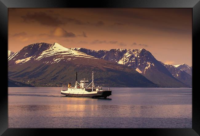 Ferry in Norway Framed Print by Hamperium Photography