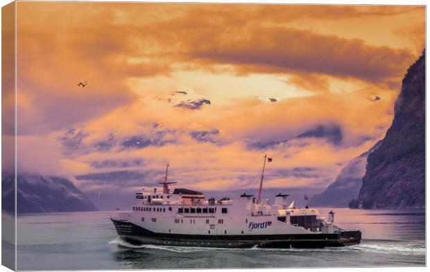 a ferry in Norway Canvas Print by Hamperium Photography