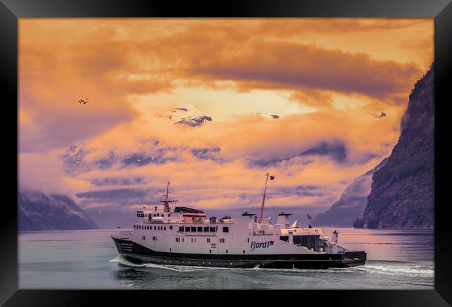 a ferry in Norway Framed Print by Hamperium Photography