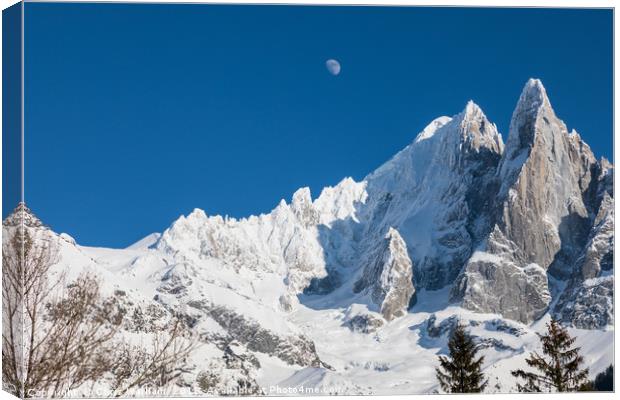 The moon above the French Alps Canvas Print by Chris Warham