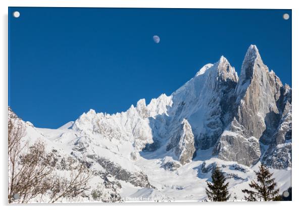 The moon above the French Alps Acrylic by Chris Warham