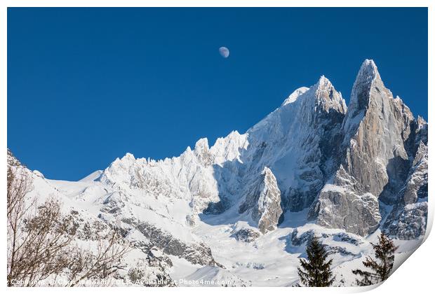 The moon above the French Alps Print by Chris Warham
