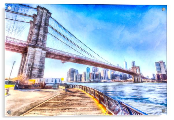 Brooklyn Bridge Art Acrylic by David Pyatt