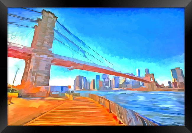 Brooklyn Bridge Pop Art Framed Print by David Pyatt
