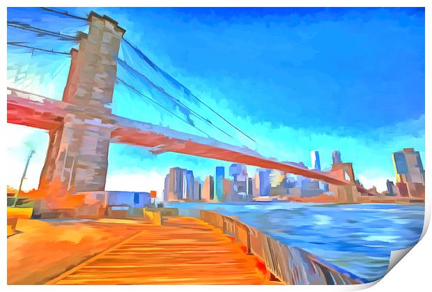 Brooklyn Bridge Pop Art Print by David Pyatt