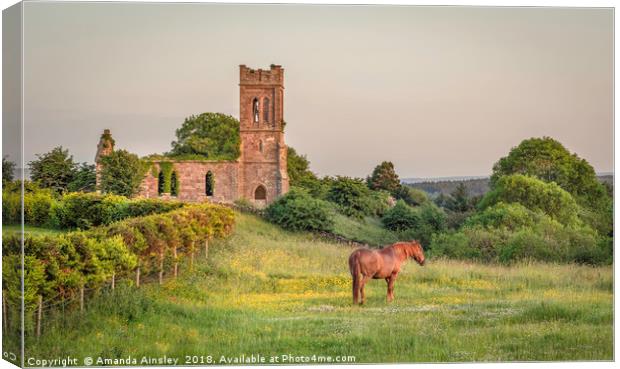 A Tranquil Sunset at an Abandoned Church in Southe Canvas Print by AMANDA AINSLEY