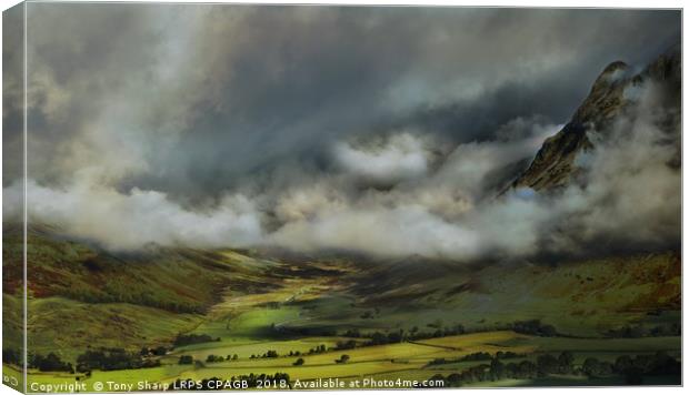 GREAT LANGDALE IN EARLY MORNING MIST Canvas Print by Tony Sharp LRPS CPAGB