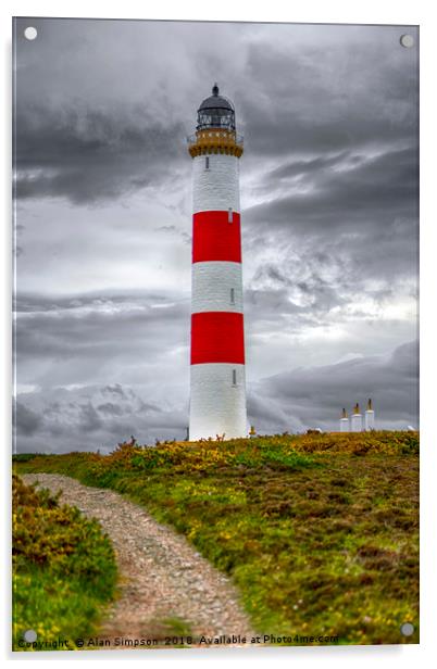 Tarbatness Lighthouse Acrylic by Alan Simpson
