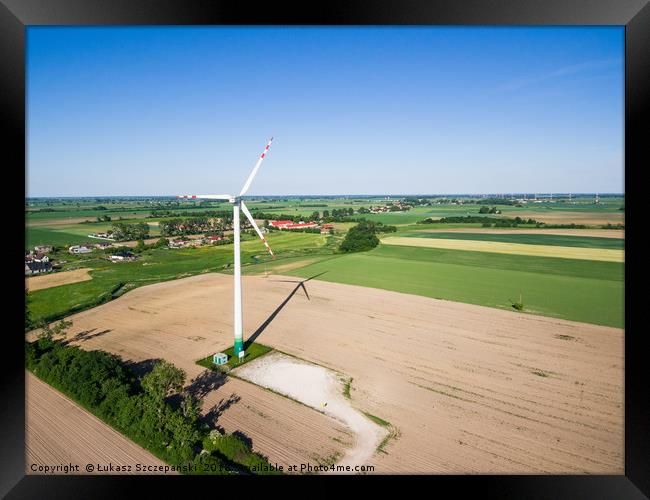 Aerial view of windmill at the countryside  Framed Print by Łukasz Szczepański