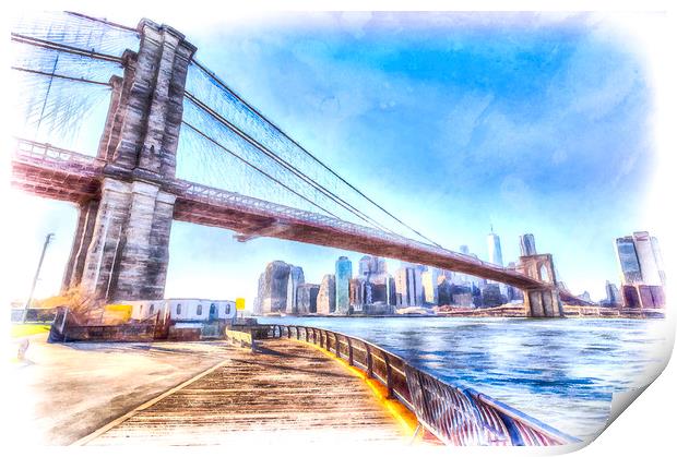 Brooklyn Bridge New York Art Print by David Pyatt