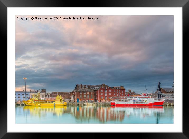 Poole quay sunset  Framed Mounted Print by Shaun Jacobs