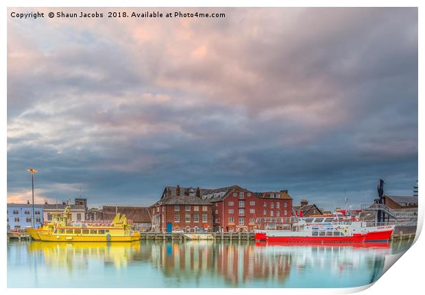 Poole quay sunset  Print by Shaun Jacobs
