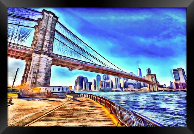 Brooklyn Bridge Art Framed Print by David Pyatt