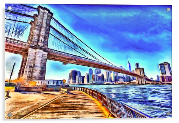 Brooklyn Bridge Art Acrylic by David Pyatt