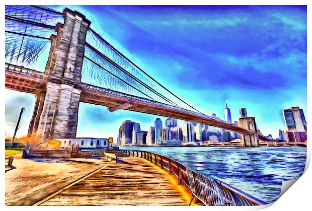 Brooklyn Bridge Art Print by David Pyatt