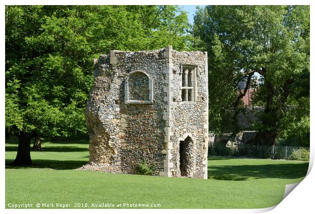 Ruined dovecote of medieval abbey in Bury St Edmunds Print by Mark Roper
