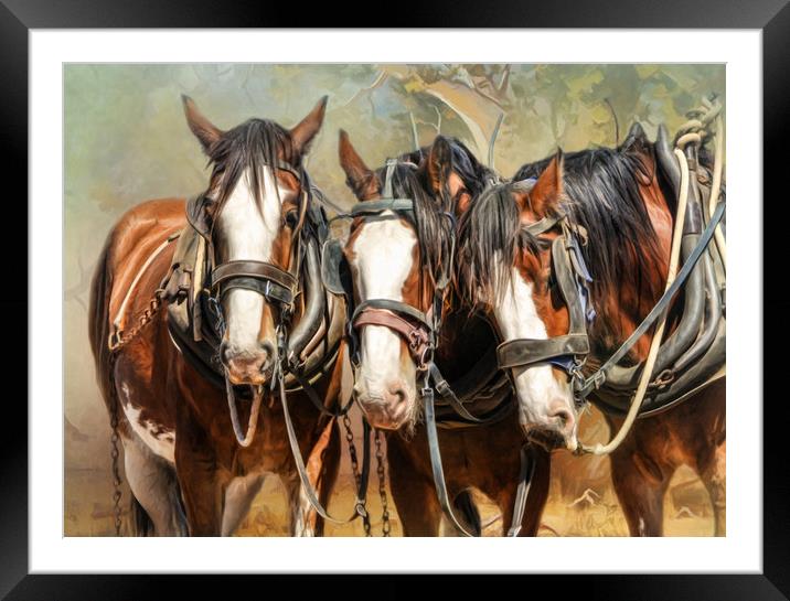 Clydesdale Conversation Framed Mounted Print by Trudi Simmonds